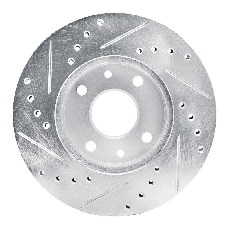 Kia Spectra Brake Rotor (1) - Front Right - R1 Concepts - Drilled & Slotted - Silver - `94-`00
